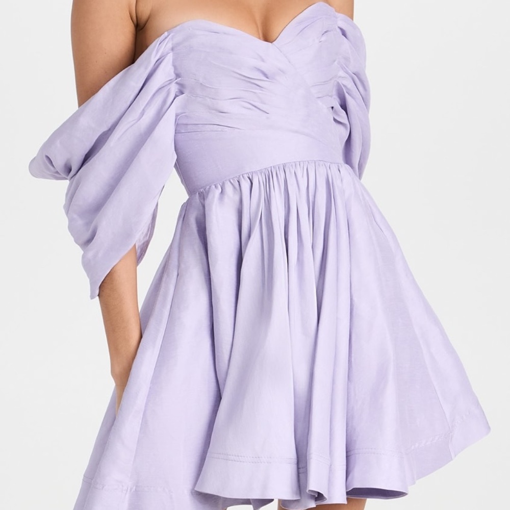 Aje Lavender Off-Shoulder Mini Dress